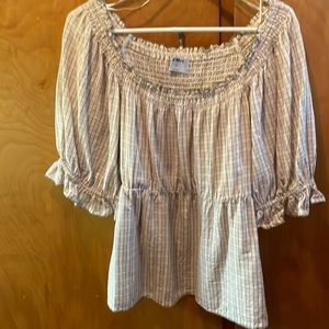 Green tan plaid baby doll cut